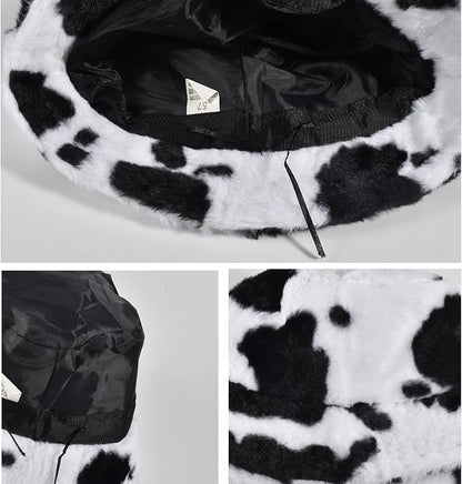 Winter Soft Faux Fur Plush Bucket Hat, Lovely Fisherman Cap, Fashion Outdoor Thick Warm Sun Cap for Women