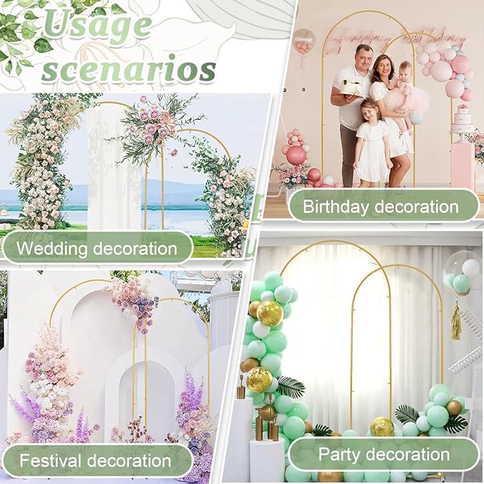 Wedding Arch Backdrop Stand,6.6FT,6FT Wedding Arch Frame for Party Gold Metal Arch Stand Set of 2 for Wedding Ceremony Baby Shower Graduation Decoration
