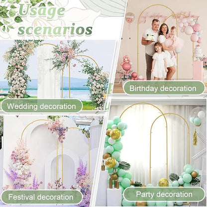 Wedding Arch Backdrop Stand,6.6FT,6FT Wedding Arch Frame for Party Gold Metal Arch Stand Set of 2 for Wedding Ceremony Baby Shower Graduation Decoration