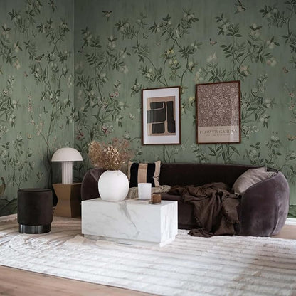 Floral Forest Wall Murals Peel and Stick Forest murals Removable Waterproof Large Wallpaper for Living Room Bedroom (Color-12, 118×82 inch)