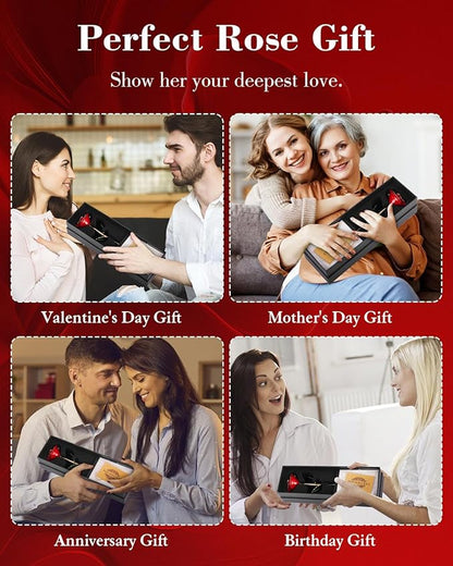 24K Gold Dipped Real Rose, Valentines Day Romantic Gift for Her, Eternal Preserved Red Forever Rose with Love Heart Stand, Anniversary Birthday Mothers Day Best Gift for Women Mom Wife Girlfriend
