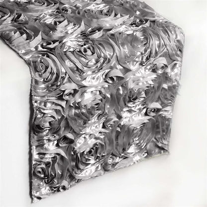 Efavormart Wonderland Rosette Premium Table Runners for Weddings Party Banquets Decor Fit Rectangle and Round Table - Silver