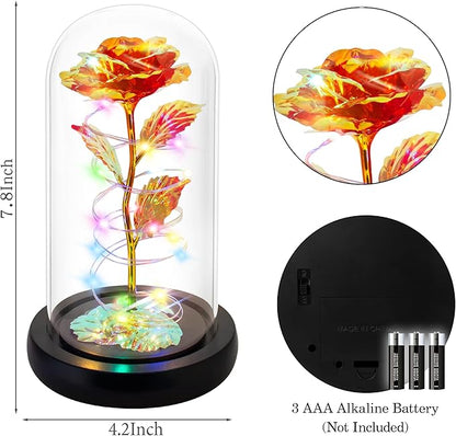 Childom Christmas Rose Gifts for Women,Birthday Gifts for Women Mom Christmas,Flowers for Delivery Prime,Red Light Up Rose in A Glass Dome,Anniversary Flowers Gift for Her Grandma Valentines Day