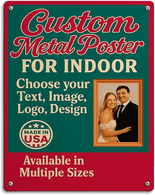 Custom Metal Posters by BCB for Indoor Use | Personalized Metal Wall Art & Photo Prints | Vintage Signs, Metallica Poster, Wall & Bedroom Decor | Multiple Sizes | Made in USA