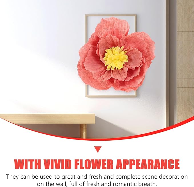 Garneck 11Pcs Multi-Color Paper Flower Decorations Crepe Handmade DIY Artificial Flowers for Party Home Wall Showcase Background Festive Decors