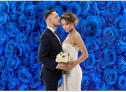 Blue Rose Flower Backdrop Royal Blue Rose Floral Valentines Day Photography Background Wedding Bridal Shower Photo Backdrops Birthday Party Decorations Portraits Photo Shoot Props 7x5ft