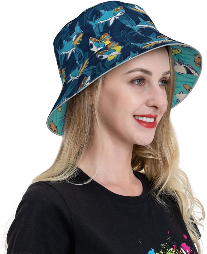 Hat Reversible Fisherman Hats Double Sided Wearing for Women Men Boys Girls