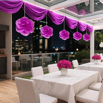 BRT Bearingshui Crepe Paper Flowers Decoration for Wall Total 9 Pcs, Artificial Flowers Backdrop for Wedding Decor Baby Bridal Shower Birthday Party, Rose Red 3D Wall Flowers Decor