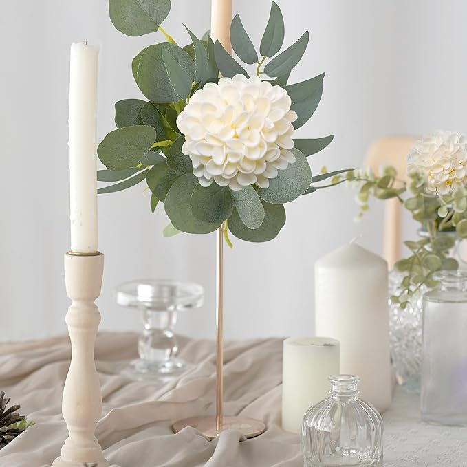 Artificial Flowers, 100pcs Realistic Artificial Rose for DIY Wedding Bouquets Centerpieces Arrangements, Cream Dahlia Flowers with Stem for Bridal Shower Party Home Decorations