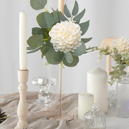 Artificial Flowers, 25pcs Realistic Artificial Rose for DIY Wedding Bouquets Centerpieces Arrangements, Cream Dahlia Flowers with Stem for Bridal Shower Party Home Decorations