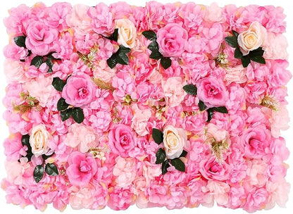 12 Pcs Flower Wall Panel Artificial Flower Backdrop 3D Silk Rose Floral Wall Decorative Faux Flower Wall Background Home Decoration