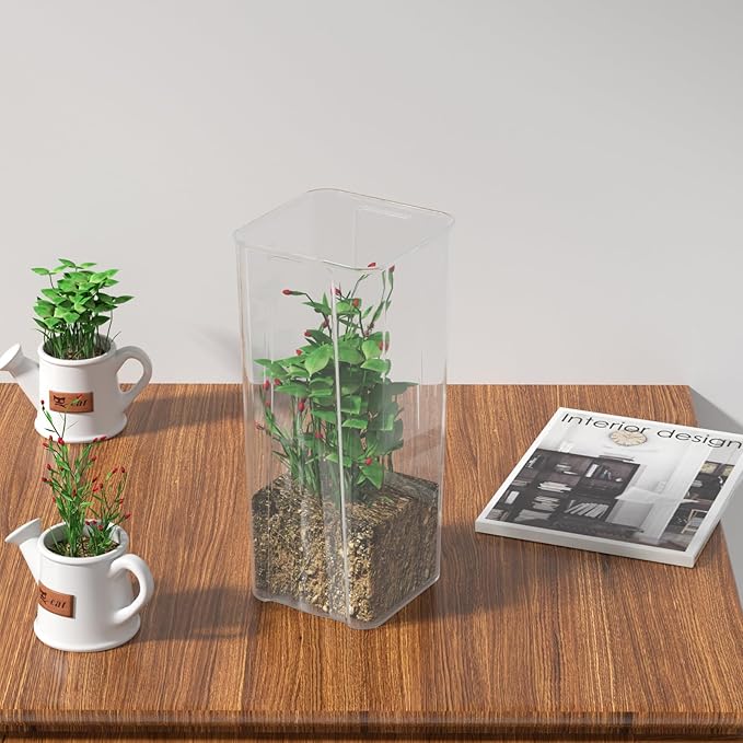 6 Packs Acrylic Flower Vases, Clear Tall Square Table Vases