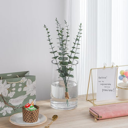 5’ Wide 8" High Large Hand Blown Sturdy Clear Cylinder Glass Vase, Centerpiece Flower Vase for Rose, Tulip, Boquets, Hurricane Candle Holder (1, 5"x8")