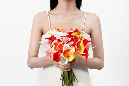 SITUMEIZI 24 PCS Artificial Calla Lily Fake Flowers Assorted Colors Silk Flower Real Touch for Mother's Day Easter Home Kitchen Decor Wedding Bouquet Office Spring Decoration