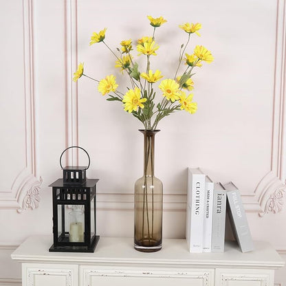 36 Heads Yellow Artificial Daisy Flowers 29.52” Silk Wildflowers 6PCS Silk Daisies with Stems for Tall Vase Home Bath Outdoor Party Garden Wedding Aisle Porch Decoration(Yellow)