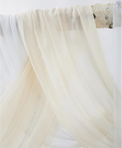Wedding Arch Flowers with Drapes Kit (Pack of 4) - 2pcs Artificial Beige Deluxe Swag with 2pcs Sheer Drapes for Wedding Ceremony Arbor Reception Backdrop Rose Floral Decoration