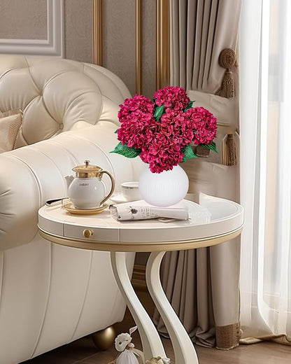 6PCS Premium Red Hydrangea Artificial Flowers Bouquets, Red Silk Hydrangea Flowers Heads with Stems, Fake Hydrangeas Flowers Arrangement, Faux Hydrangea Decor for Home Wedding Party Baby Shower