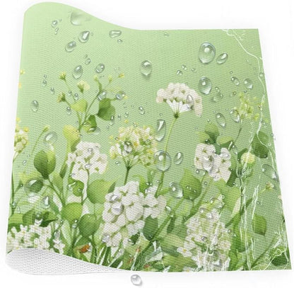 PVC Placemats Set of 4 Sage Green Flower Wipeable Table Mats Washable Heat Resistant Non Slip Vinyl Dining Table Mat for Kithen Indoor Outdoor Patio Farmhouse Place Mats Decorative