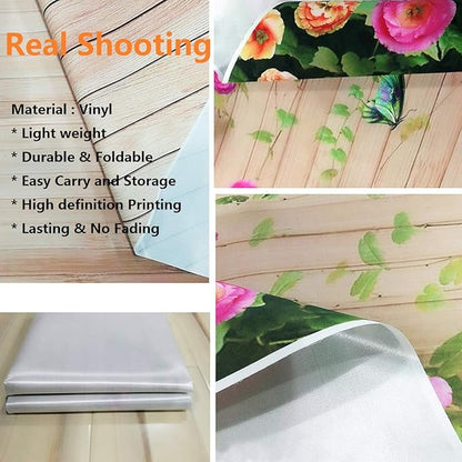 Sensfun Pink Floral Baby Girl Decorations - Glitter Gold Blush Flowers Photography Background - Baby Shower Party Supplies - 5x3ft