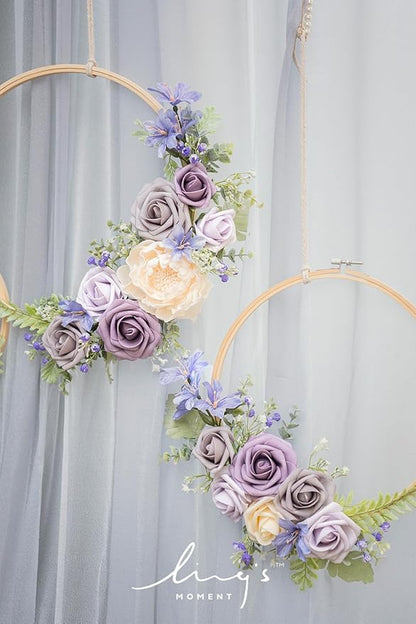 Ling's moment Artificial Flowers 25Pcs Dusty Violet Roses Decor w/Stems,3" Real Touch DIY Foam Floral for Wedding Bouquet/Centerpieces, Outdoors Party Backdrop, Room/Table, and Garden/Pot Decorations