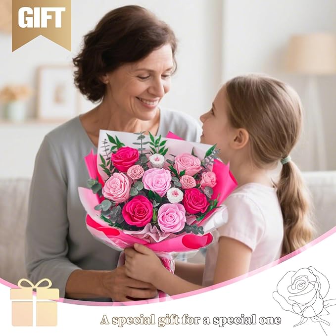 Flowers for Delivery Prime Forever Flowers Preserved Roses Bouquets Purple Flower Birthday Gifts for Women Valentine's Day Mothers Day Graduation