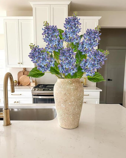 Artificial Lilac Flowers 30" Tall – Set of 3 Silk Lilac Flower Stems for Home Decor, Wedding Centerpieces, Faux Floral Arrangements – Blue Artificial Flowers for Vase, Spring & Farmhouse Décor