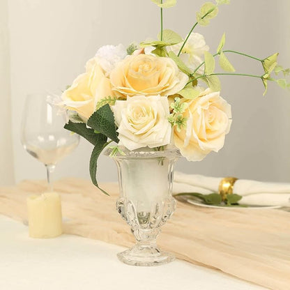 Efavormart 2 Pack Clear Glass Flower Vases in Classic Roman Urn Style, Mini Pedestal Vase Table Centerpieces - 6"
