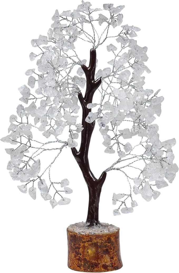 FASHIONZAADI Clear Quartz Gemstone Tree of Life - Handmade Crystal for Positive Energy, Chakra Money Tree Bonsai - Feng Shui Decor, Healing Crystals and Meditation Accessories, Spiritual Gift