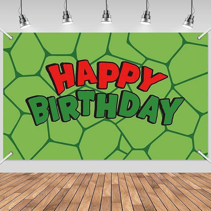 3x5ft Cartoon Turtle Birthday Backdrop, Happy Birthday Decoration Background, Cute Green Animal Theme Party Supplies Outdoor Indoor Photo Banner