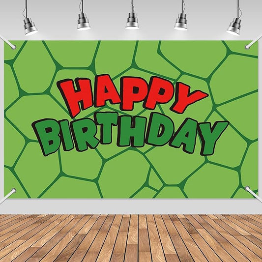 3x5ft Cartoon Turtle Birthday Backdrop, Happy Birthday Decoration Background, Cute Green Animal Theme Party Supplies Outdoor Indoor Photo Banner