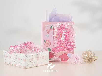 HUIHUANG Bows for Gift Wrapping Pink/White/Hot Pink Curly Bows with Self Adhesive & Twist Tie, 7 inch Pink Gift Bow for Presents, Gift Basket, Baby Shower, Christmas Decor, Party Favors- 6 Counts