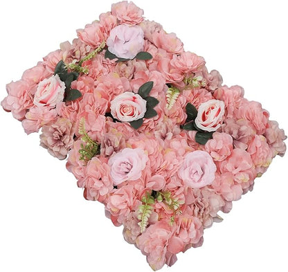 LOYALHEARTDY 12 Pack Artificial Flower Wall Panels 24" x 16" Flower Wall Panel Wall Backdrop Faux Hydrangea and Rose Flower Backdrop Panels for Flower Wall Decor Wedding Party Event Decoration