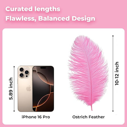 Piokio 20pcs Pink Ostrich Feathers 10-12 inch (25-30cm) Bulk Feathers for Home Decoration and DIY Clothes Decoration, Gatsby Decorations