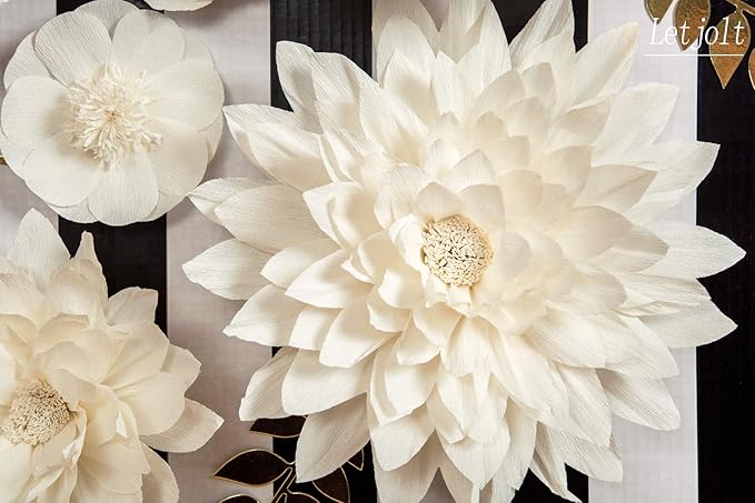 Letjolt White Paper Flowers Decoration for Wall 3D Artificial Flowers Home Decor Modern Wedding Backdrop Baby Shower Bridal Shower Nursery Wall (White 8Pcs)