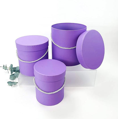 UNIKPACKAGING Premium Quality Round Flower Box, Gift Boxes for Luxury Flower and Gift Arrangements, Set of 3 pcs (Lavender)