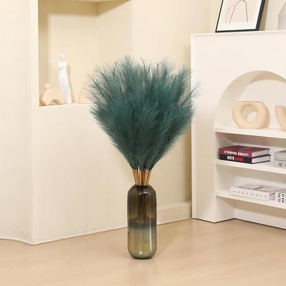 9 Stems Green Pampas Grass - 38 Inch Tall Pampas Grass Decor, Fluffy Artificial Pompas Floral for Vase Filler, Wedding, Party Farmhouse and Room Decor (Green)