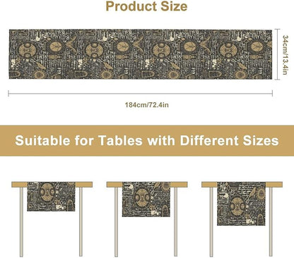 Gothic Table Runner,Black Gold Vintage Theme Print Table Runner for Home Kitchen Table Dining Garden Farmhouse Wedding Party Decor 13x108 Inch