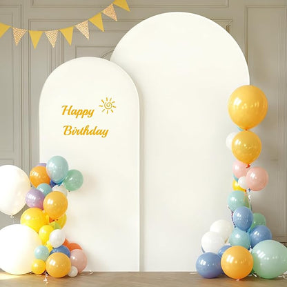 Beige Arch Backdrop Covers - 6.6FT, 5FT Spandex Fitted Wedding Arch Stand Covers Round Top Chiara Stretchy Arch Backdrop Cover for Wedding Birthday Party Decoration