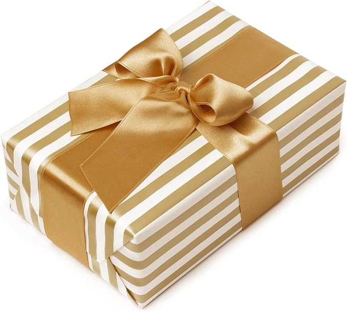 LIUYAXI Old Gold Stain Ribbon, 5/8" X Continuous 50 Yards, Double Faced Fabric Ribbon Perfect for Gift Wrapping Wedding Birthday Party Christmas Hair Floral Craft Baby Shower
