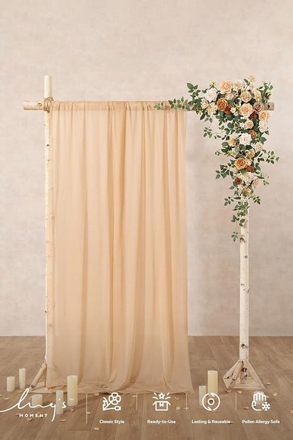 Ling's moment Wedding Arch Flowers - 6.5FT Floral Garland for Ceremony Arbor Backdrop Decoration - Artificial Rose Floral Swag for Sweetheart Table Birthday Party, Baby Shower, Cream Orange