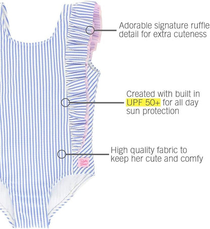 RuffleButts® Baby/Toddler Girls Ruffle Strap One Piece Swimsuit w/UPF 50+ Sun Protection