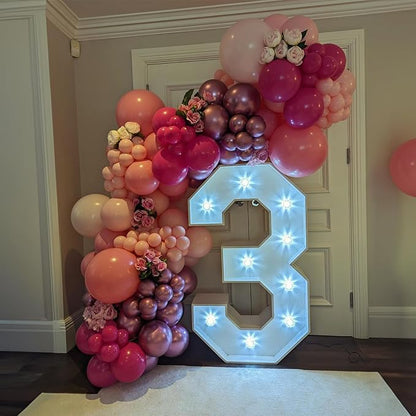 Pink Balloons 12 Inch Hot Pink Metallic Pink Balloons Baby Pink Confetti Latex Balloon Dark Magenta Pink Party Balloons for Bitrhday Valentine's Day Baby Shower Wedding Kit Princess Decorations