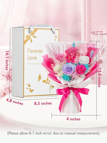 Eterfield Flowers for Delivery Prime, Forever Flowers Bouquet, Preserved Hotpink Roses Birthday Gifts for Her Women Wife Mom Grandma Graduation Valentine's Day Mother's Day