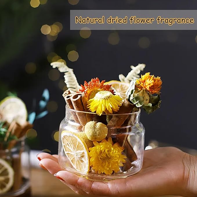 DIY Dried Flower Aromatherapy Kit with Natural Plant Essential Oils, Naturally Dried Flowers and Herbs Ornaments for DIY Flower Craft, Vintage Holiday Decor, Christmas (#B)