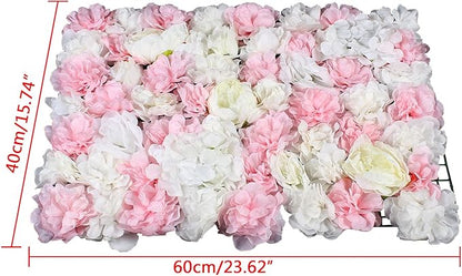 Flower Wall Panel Floral Backdrop,6Pack Champagne Flower Wall Decor,Silk Rose Wall, Artificial Flower Backdrop Faux Flower Panel for Wedding