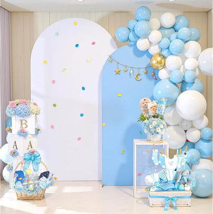 White Blue Arch Backdrop Cover Set of 2-7.2ft 6ft Dual Color Wedding Arch Cover-Wrinkle Free Stretchy Spandex Fitted Chiara Arch Stand Cover for Birthday Party Baby Shower Photo Photography
