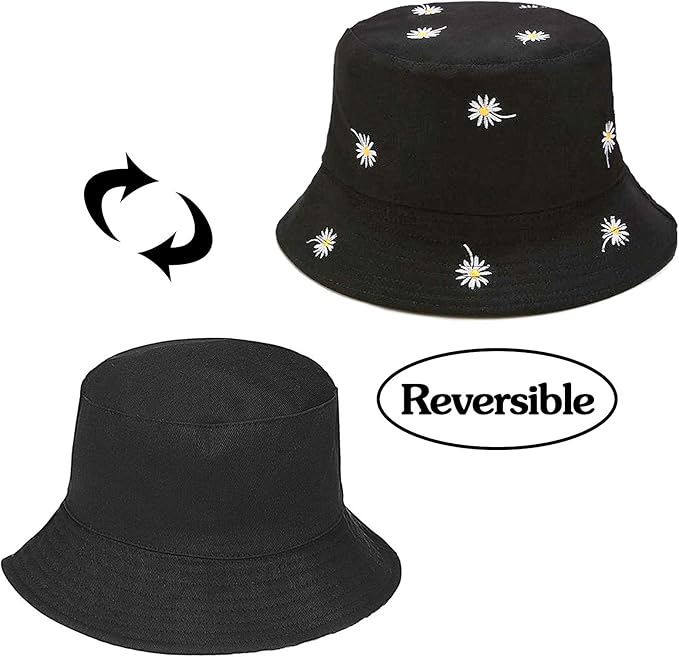 XYIYI Cute Bucket Hat Beach Fisherman Hats for Women, Reversible Double-Side-Wear