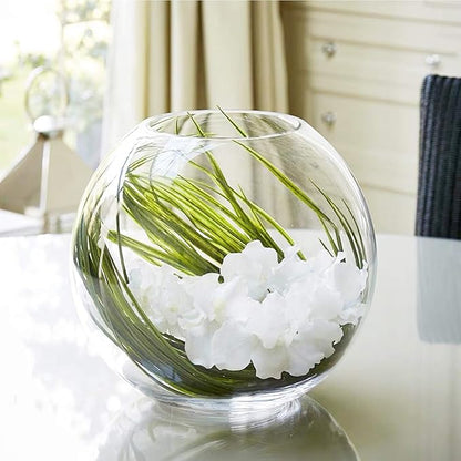 WGV Bowl Glass Vase Bulk, Diameter 8", Height 6.5", Open Width 3.75", (Multiple Sizes Choices) Clear Bubble Planter Terrarium Fish Bowl for Wedding Event Home Decor, 6 Pieces (VBW0008)