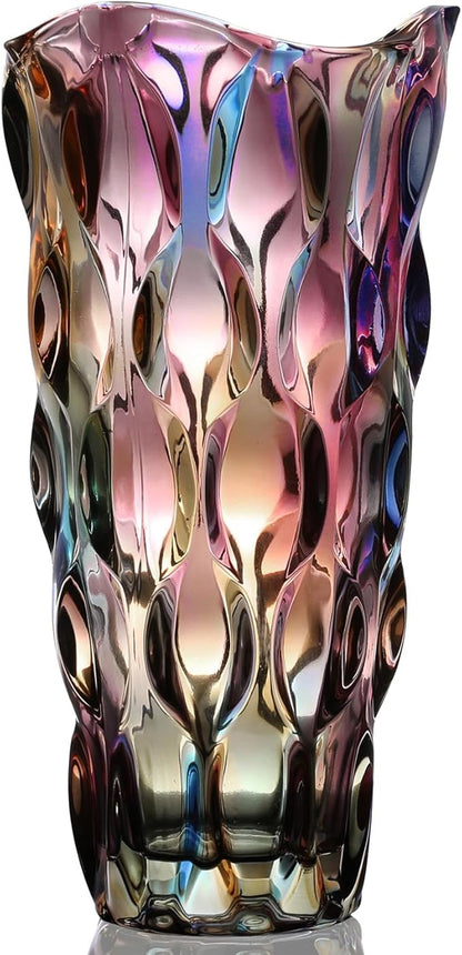 11.6" High Thickened Colorful Glass Flower Vase for Home Decor, Dining Wedding Table Office Holiday Party Centerpiece Decoration