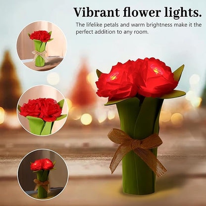 Red Rose Flower Night Light Gifts for Womens, Christmas Day Gifts for Mom Women Wife Friends Her Christmas Anniversary Birthday Gift, Perfect Ideal for Bedroom Ambiance Coffee Shop